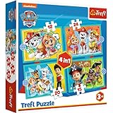 Trefl- Das lustige Team Von Paw Patrol 12 a 24 Piezas, 4 Conjuntos, para niños a Partir de 3 años Puzzle, Color Feliz Equipo, Patrulla Canina