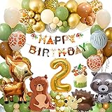 Decoracion Aniversaris 2 Any Nen Nena, FUBABCO Globus De Aniversaris 2 Any,Globus Animals de Selva, Globus Jungla Aniversari 2 Any per a Infantil Nen Primera Jungla Festa de Aniversari