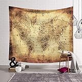 Enhome ການຕົບແຕ່ງຝາຂະຫນາດໃຫຍ່ Tapestry, Hippie World Map Tapestry ຝາຫ້ອຍ Tapestry ການຕົກແຕ່ງກໍາແພງຫ້ອງນອນຫ້ອງຮັບແຂກໄຟ LED (ແຜນທີ່ວັດຖຸບູຮານ, 265 * 225cm)