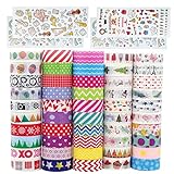 Baozun Washi Tape Set de cinta adhesiva decorativa de papel, 50 rollos, cinta para manualidades
