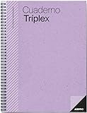 ADDITIO - Triplex notesbog til lærere | Månedlig og ugentlig planlægning | Evaluering | Undervisning | Møder | Økologisk papir | Størrelse 22,5 x 31 cm | spansk | lilla