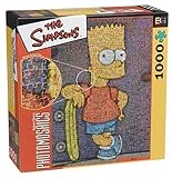 Pos Ffotomosaig yn cynnwys Bart Simpson o The Simpsons gyda Sgrialu