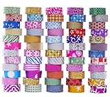 Juego de 60 rollos de cinta washi con purpurina, cintas decorativas para manualidades, planificadores, álbumes de recortes o suministros escolares/fiestas