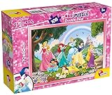 Lisciani Puzzle Maxi Floor para niños de 108 piezas 2 en 1, Doble Cara con reverso para colorear - Disney Princesas Mundo Arcoiris 74181