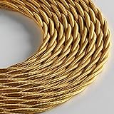 Klartext - Cable textil trenzado para instalación eléctrica (3 x 1,5 mm, 5 m), color dorado