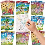 THE TWIDDLERS - Pack de 24 Mini Libros Educativos para Colorear más Pegatinas/Fiesta de Cumpleaños para Niños de 3 Años en Adelante/Compacto, Ligero y Portable