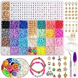 ARTREE 6000+ Colorful Beads, 6mm 24 Colors Polymer Clay Beads, Bracelet Beads with Smiley Letters Beads for DIY Necklaces Bracelets Crafts, Beads for Making Bracelets Kit