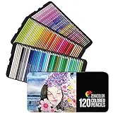 Zenacolor - 120 Lápices de Colores con Caja de Metal - 120 Colores Únicos - Fácil Acceso con 3 Bandejas