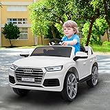HOMCOM Coche Eléctrico para Niño +3 Años Audi Q5 con Mando a Distancia MP3 Luces y Sonidos Apertura de Puerta 116x75x56cm Carga 30kg