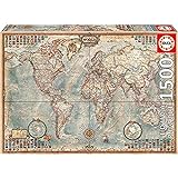 Educa - Дүйнө, Саясий карта География табышмак, 1.500 даана, көп түстүү (16005)