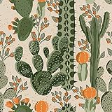 VEELIKE Vintage Beige Cactus Wallpaper Pampiri e Khomaretsang ea Floral Wall Pampiri e Khomaretsang bakeng sa Thepa ea Thepa.