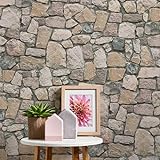 Tapeta 3D z efektem kamienia beżowo-brązowy nowoczesny wygląd kamiennej ściany, zawiera klej mistrzowski pomysły na kamienne kamienne tapety do salonu, kuchni sypialni 692412