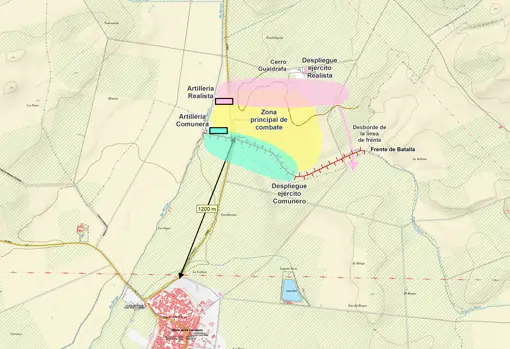 Mapa del Campo de Batalla de Villalar