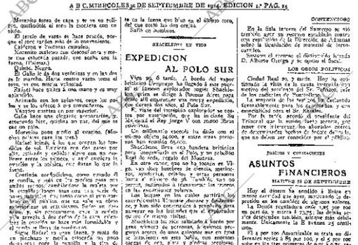 Página de 1914 en la que se narra el paso de Shackleton por Vigo