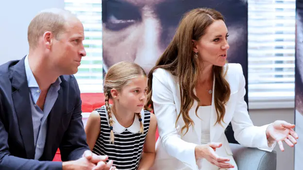 Guillermo y Catalina con su hija la princesa Charlotte esta semana en los Juegos de la Commonwealth