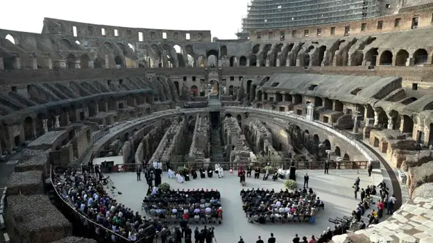 El Coliseo romano durante la ceremonia