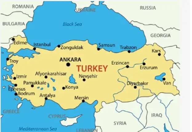 Mapa de Turquia y su entorno